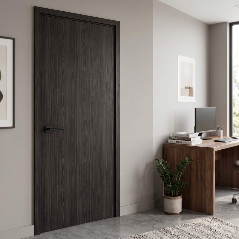 Made to Order Fire Internal Door - Flush American Dark Grey Ash Veneer - 30 Minute Fire Rated - Prefinished