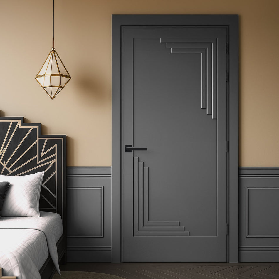 Urban Deco® Solid Wood Internal Door UK Made - Stormy Grey Premium Primed - Bespoke Sizes