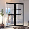 Brixton Black Internal Door Pair - Prefinished - Clear Glass - Urban Collection