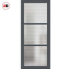 Manchester 3 Pane Solid Wood Internal Door UK Made DD6306 - Clear Reeded Glass - Eco-Urban® Stormy Grey Premium Primed