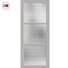Manchester 3 Pane Solid Wood Internal Door Pair UK Made DD6306 - Clear Reeded Glass - Eco-Urban® Mist Grey Premium Primed