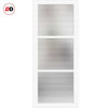 Top Mounted Black Sliding Track & Solid Wood Door - Handcrafted Eco-Urban Manchester 3 Pane Solid Wood Door DD6306 - Clear Reeded Glass - Cloud White Premium Primed
