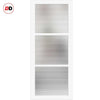 Manchester 3 Pane Solid Wood Internal Door Pair UK Made DD6306 - Clear Reeded Glass - Eco-Urban® Cloud White Premium Primed