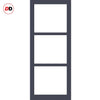 Single Sliding Door & Premium Wall Track - Eco-Urban® Manchester 3 Pane Door DD6306SG - Frosted Glass - 6 Colour Options