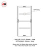 SpaceEasi Top Mounted Black Folding Track & Double Door - Eco-Urban® Staten 3 Pane 1 Panel Solid Wood Door DD6310G - Clear Glass - Premium Primed Colour Options