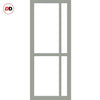 Sirius Tubular Stainless Steel Track & Solid Wood Door - Eco-Urban® Marfa 4 Pane Door DD6313G - Clear Glass - 6 Colour Options