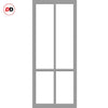 Sirius Tubular Stainless Steel Track & Solid Wood Door - Eco-Urban® Bronx 4 Pane Door DD6315G - Clear Glass - 6 Colour Options