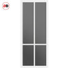 Sliding Top Mounted Black Folding Track & Double Door - Handcrafted Eco-Urban Bronx 4 Pane Solid Wood Door DD6315 - Tinted Glass - Premium Primed Colour Options