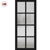 Perth 8 Pane Solid Wood Internal Door Pair UK Made DD6318 - Clear Reeded Glass - Eco-Urban® Shadow Black Premium Primed