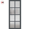 Perth 8 Pane Solid Wood Internal Door UK Made DD6318 - Clear Reeded Glass - Eco-Urban® Stormy Grey Premium Primed