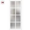 Perth 8 Pane Solid Wood Internal Door Pair UK Made DD6318 - Clear Reeded Glass - Eco-Urban® Cloud White Premium Primed