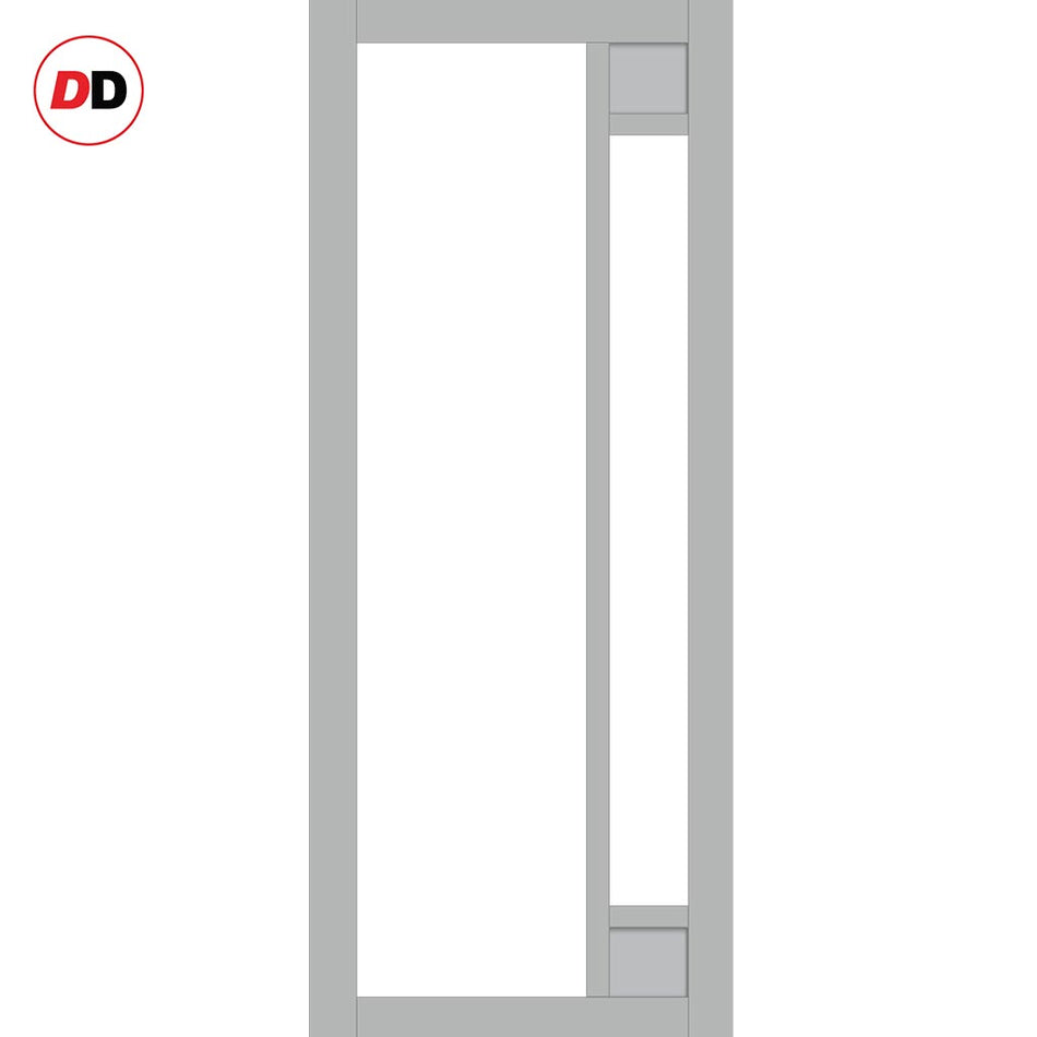 EasiKit Internal Door and Frame Kit - Suburban 4 Pane Solid Wood Internal Door - Premium Primed - Colour & Glass Options