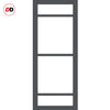 Single Sliding Door & Premium Wall Track - Eco-Urban® Malvan 4 Pane Door DD6414G Clear Glass - 6 Colour Options