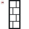 Double Sliding Door & Premium Wall Track - Eco-Urban® Kochi 8 Pane Doors DD6415SG Frosted Glass - 6 Colour Options