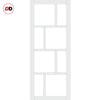 Single Sliding Door & Premium Wall Track - Eco-Urban® Kochi 8 Pane Door DD6415G Clear Glass - 6 Colour Options