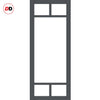 Double Sliding Door & Premium Wall Track - Eco-Urban® Sydney 5 Pane Doors DD6417SG Frosted Glass - 6 Colour Options