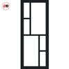 Double Sliding Door & Premium Wall Track - Eco-Urban® Cairo 6 Pane Doors DD6419SG Frosted Glass - 6 Colour Options