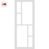 Single Sliding Door & Premium Wall Track - Eco-Urban® Cairo 6 Pane Door DD6419SG Frosted Glass - 6 Colour Options