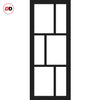 Double Sliding Door & Premium Wall Track - Eco-Urban® Milan 6 Pane Doors DD6422G Clear Glass - 6 Colour Options