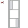 Single Sliding Door & Premium Wall Track - Eco-Urban® Arran 5 Pane Door DD6432G Clear Glass(2 FROSTED PANES) - 6 Colour Options