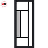 Double Sliding Door & Premium Wall Track - Eco-Urban® Portobello 5 Pane Doors DD6438G Clear Glass(1 FROSTED PANE) - 6 Colour Options