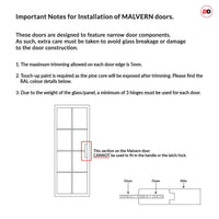 Notes for installation of Malvern door