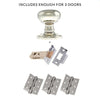 Three Pack Harrogate Mushroom Old English Mortice Knob Polished Nickel Combo Handle Pack