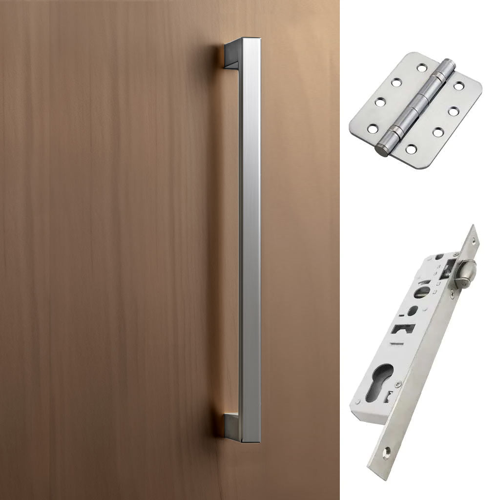 Concord XL 400mm Back to Back Pull Handle Pack - 4 Radius Cornered Hinges - Satin Stainless Steel