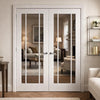 Lincoln 3 Pane Internal Door Pair - White Primed - Clear Glass