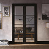 W4 Soho Room Divider Internal Door & Frame Kit - Clear Glass - Black Prefinished - 2031x1246mm Wide