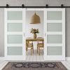 Top Mounted Sliding Track & Double Door - Coventry White Primed Shaker Door - Frosted Glass