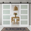 Top Mounted Sliding Track & Double Door - Coventry White Primed Shaker Door - Obscure Glass