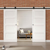 Top Mounted Sliding Track & Double Door - Coventry White Primed Shaker Door