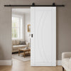 Top Mounted Black Sliding Track & Door - Ravello White Primed Flush Door