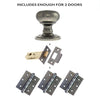 Two Pack Harrogate Mushroom Old English Mortice Knob Distressed Silver Combo Handle Pack