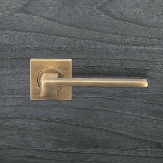 Image: Serozzetta Equi SZM370 Lever Latch Handles on Square Rose - Antique Brass