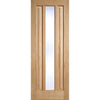 Top Mounted Stainless Steel Sliding Track & Door - Kilburn 1 Pane Oak Door - Clear Glass - Unfinished