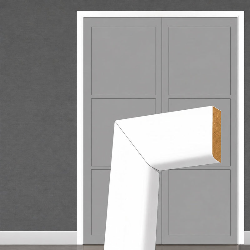 Made to Size Double Interior White Primed Door Lining Frame and Simple Architrave Set - For 30 Minute Fire Doors