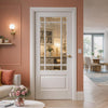 Downham Internal Door - Bevelled Clear Glass - White Primed