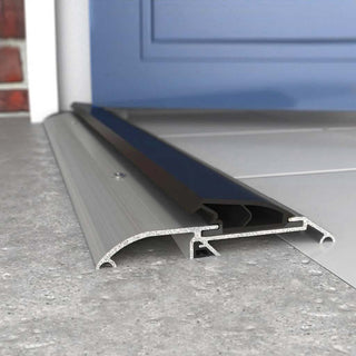 Image: Exitex Threshex Draught Excluder - For Wheelchair Access - 3 Sizes - Satin Aluminium Finish