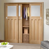 Minimalist Wardrobe Door & Frame Kit - Three DX 1930's Oak Door - Obscure Glass - Prefinished