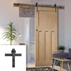 Single Sliding Door & Black Barn Track - DX Oak Panel Door - 1930's Style -Unfinished