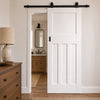 Top Mounted Black Sliding Track & Door - DX30's Panel White Primed Internal Door - White Primed
