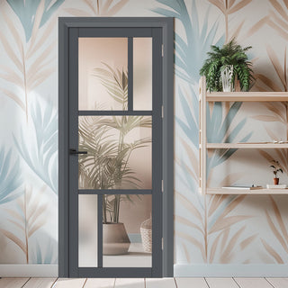Image: EasiKit Internal Door and Frame Kit - Aran 5 Panel Solid Wood Internal Door - Premium Primed - Colour & Glass Options