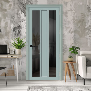 Image: EasiKit Internal Door and Frame Kit - Avenue 2 Pane 1 Panel Solid Wood Internal Door - Premium Primed - Colour & Glass Options