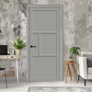 Image: EasiKit Internal Door and Frame Kit - Breda 4 Panel Solid Wood Internal Door - Premium Primed - Colour Options