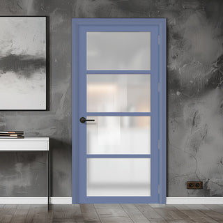 Image: EasiKit Internal Door and Frame Kit - Brooklyn 4 Pane Solid Wood Internal Door - Premium Primed - Colour & Glass Options