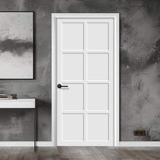 Image: EasiKit Internal Door and Frame Kit - Perth 8 Panel Solid Wood Internal Door - Premium Primed - Colour Options