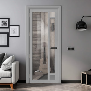 Image: EasiKit Internal Door and Frame Kit - Suburban 4 Pane Solid Wood Internal Door - Premium Primed - Colour & Glass Options