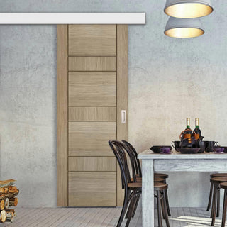 Image: Single Sliding Door & Wall Track - Edmonton Light Grey Door - Prefinished
